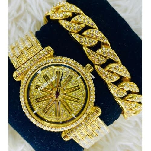 Forecast 2020 Fashion Spinning Watch With Hand Bracelet-gold