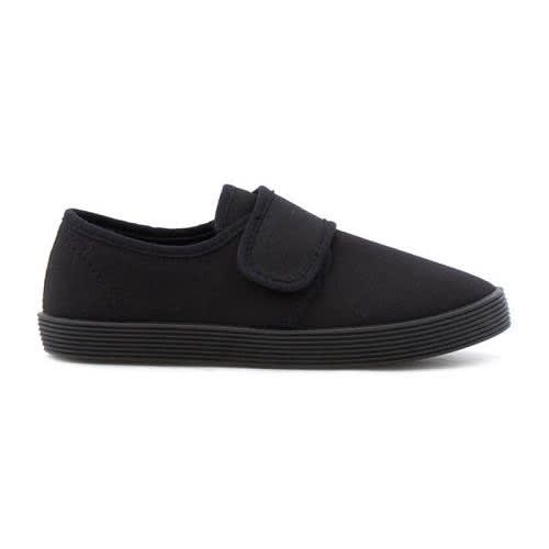 Kids Touch Fasten Plimsoil Shoe Black
