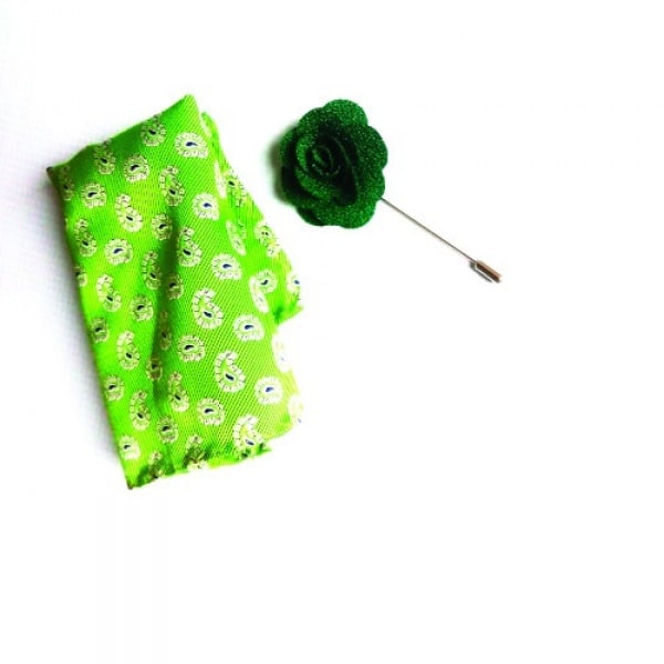 Green Paisley Pocket + Green Lapel Pin