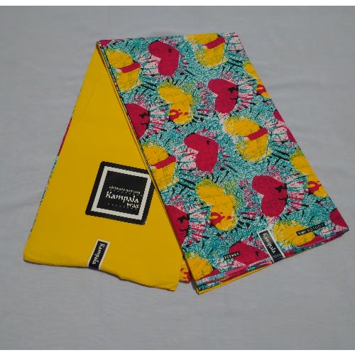 Yellow Colour Plain And Patterned Kampala Fabric - 6 Yards