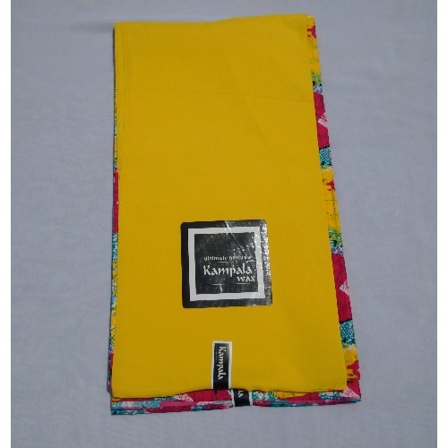 Yellow Colour Plain And Patterned Kampala Fabric - 6 Yards