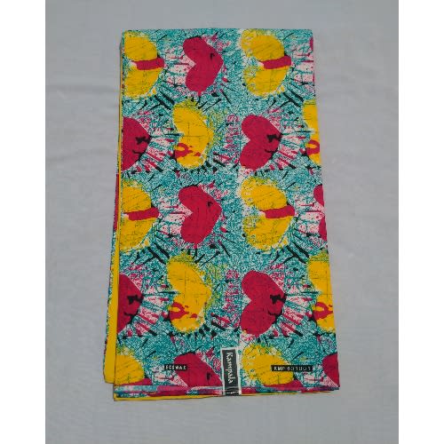 Yellow Colour Plain And Patterned Kampala Fabric - 6 Yards