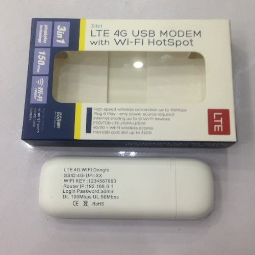 4G LTE USB Modem With Wi-Fi Hotspot - Plug & Play