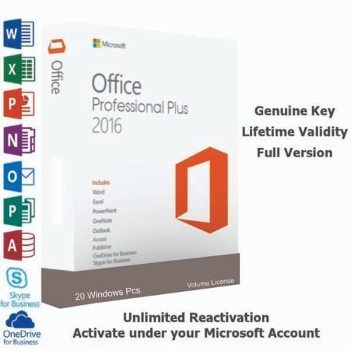 Office 2016 Professional Plus 20 Windows Pcs Dvd + Volume License