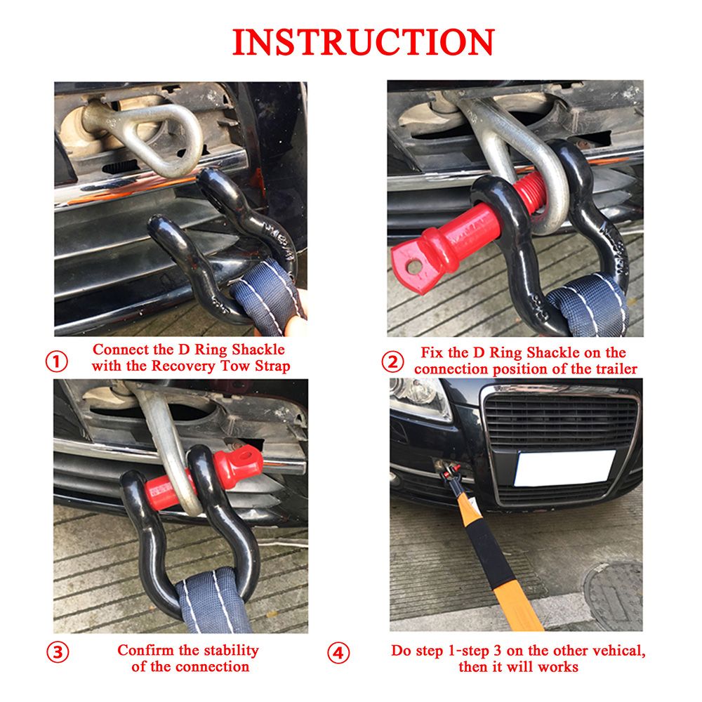 Tow Shackle D Ring Bow Shackle Isolator 2 Pack Towing