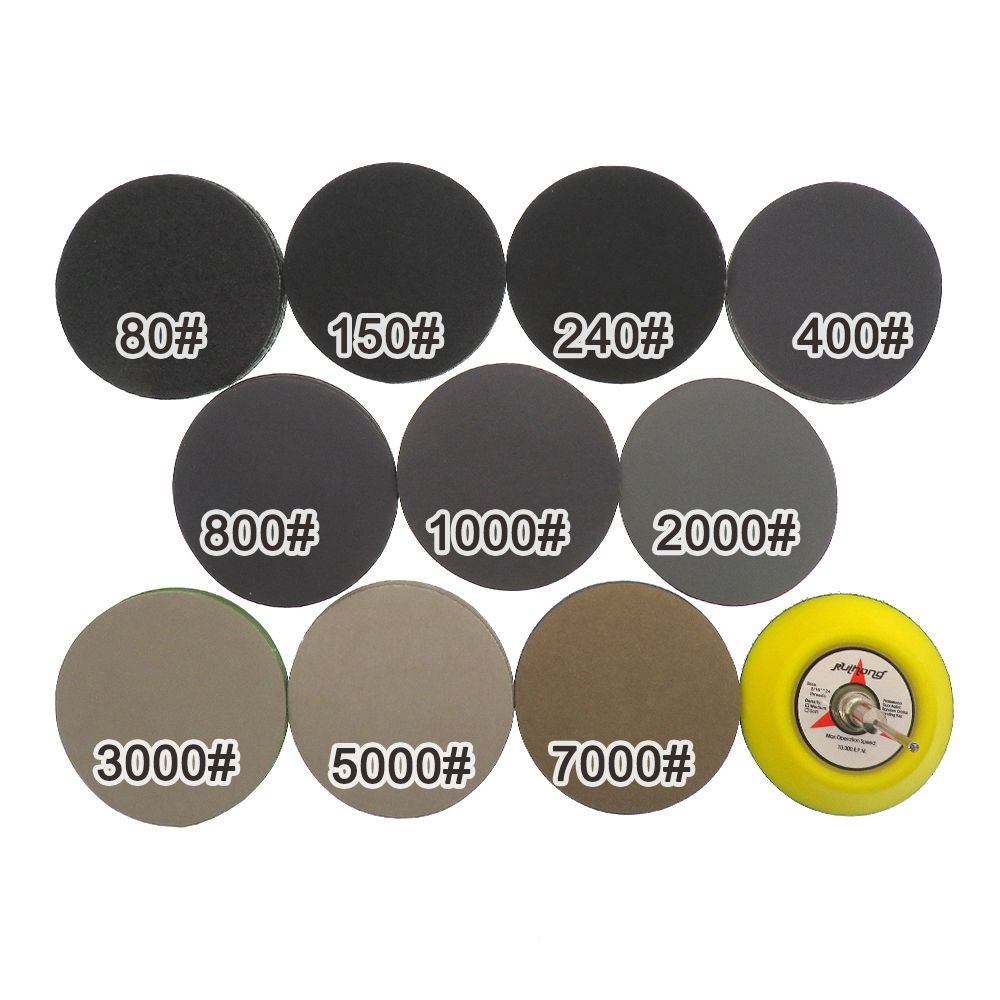 50pcs Wet Dry Sandpaper Assortment 80-7000 Grit Sander Disc 3inch75mm With Hook And Loop Sanding Pad