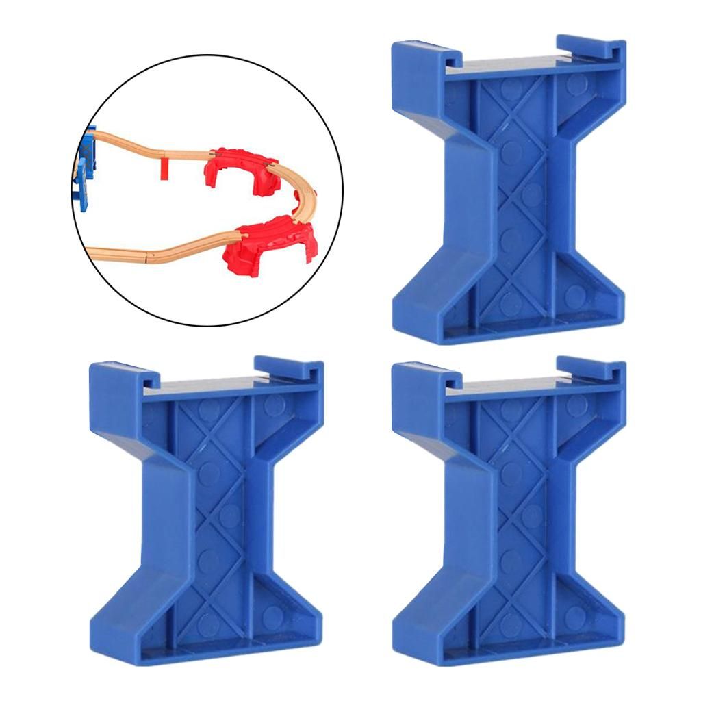 3 Pieces Plastic Train Toy Bridge Support Track Railway Style A Blue