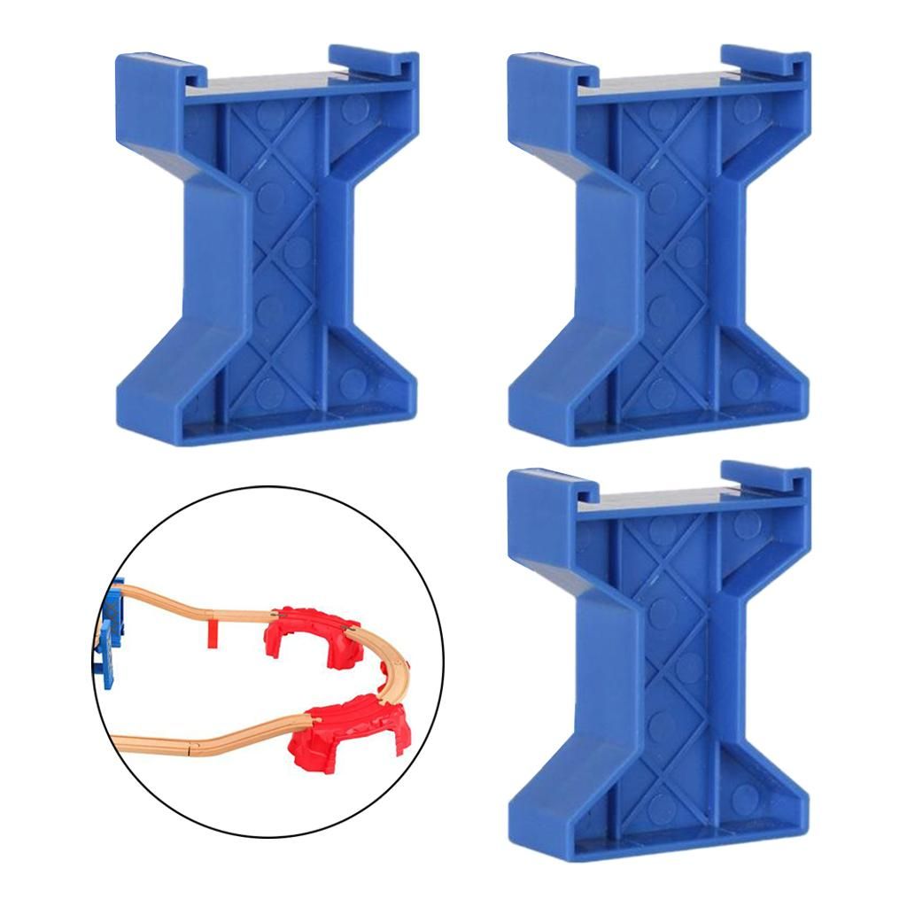 3 Pieces Plastic Train Toy Bridge Support Track Railway Style A Blue