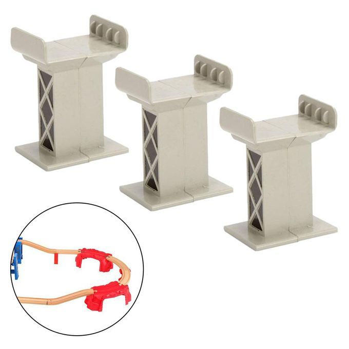3pcs Train Bridge Piers Railway Accessories Compatible Style A Gray