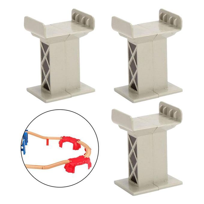 3pcs Train Bridge Piers Railway Accessories Compatible Style A Gray
