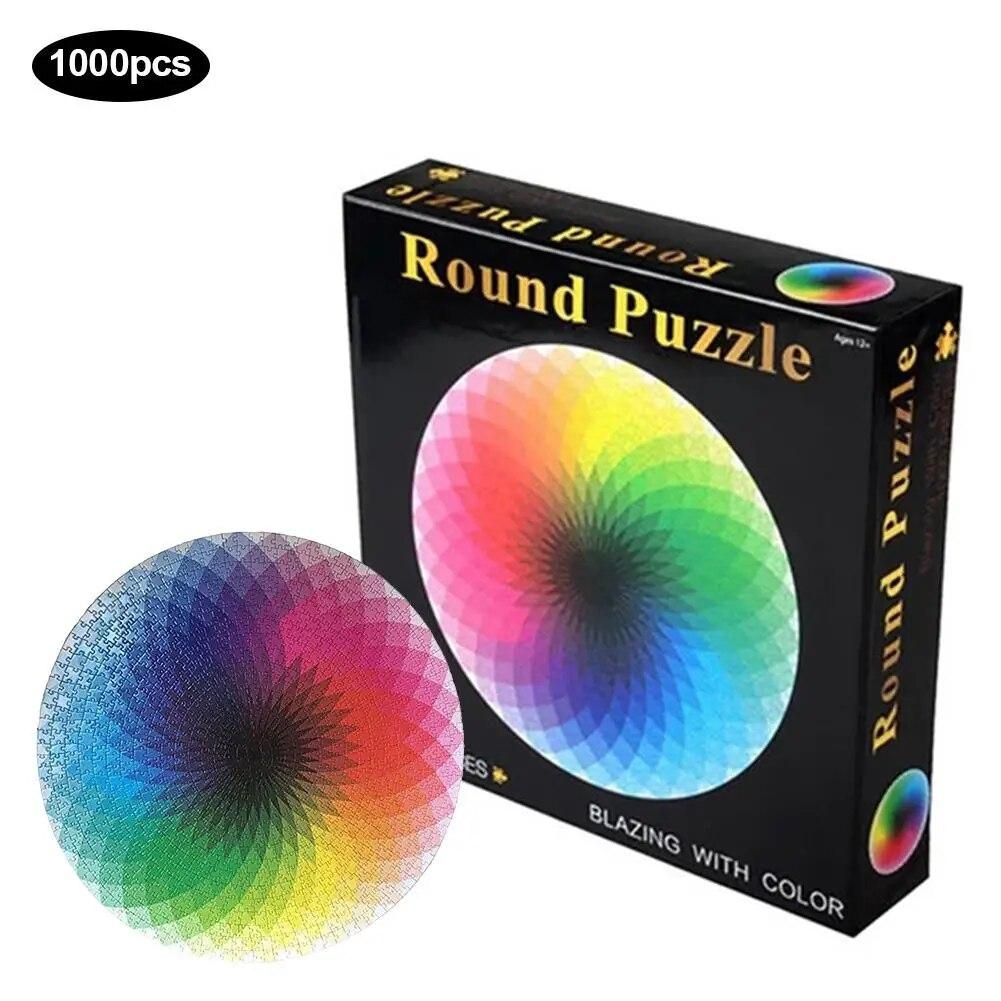 1000 Piece Kit Rainbow Palette Puzzle Gradient Color Rainbow Large Round Puzzle Puzzles For Adults Teens