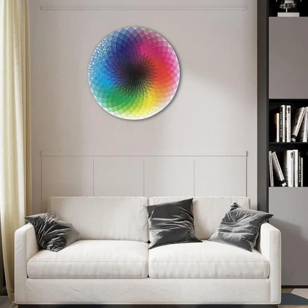 1000 Piece Kit Rainbow Palette Puzzle Gradient Color Rainbow Large Round Puzzle Puzzles For Adults Teens