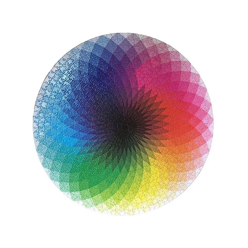 1000 Piece Kit Rainbow Palette Puzzle Gradient Color Rainbow Large Round Puzzle Puzzles For Adults Teens