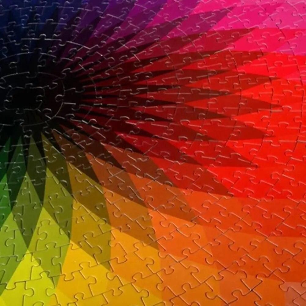 1000 Piece Kit Rainbow Palette Puzzle Gradient Color Rainbow Large Round Puzzle Puzzles For Adults Teens