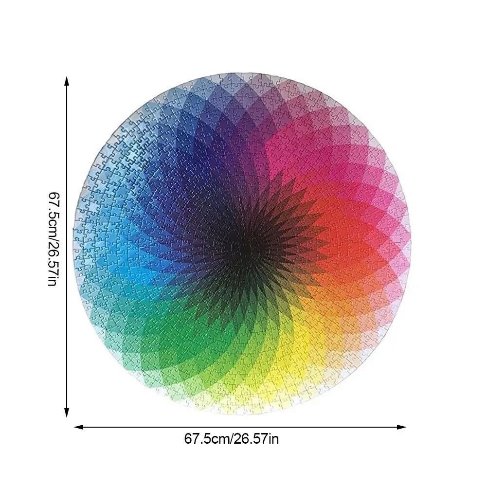 1000 Piece Kit Rainbow Palette Puzzle Gradient Color Rainbow Large Round Puzzle Puzzles For Adults Teens