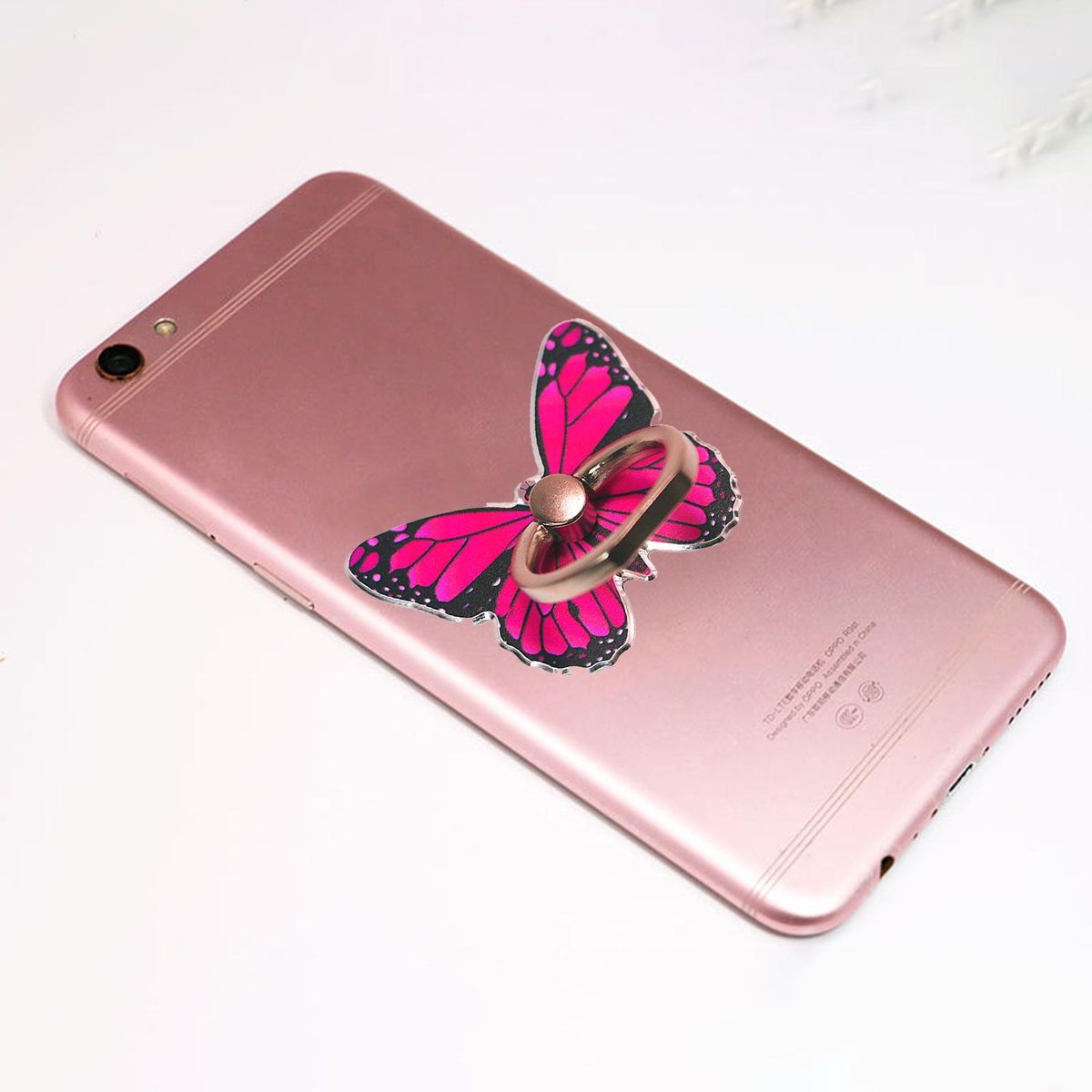 Finger Ring Holder Colorful Paint Butterflies Phone Finger Ring Holder Rose Red
