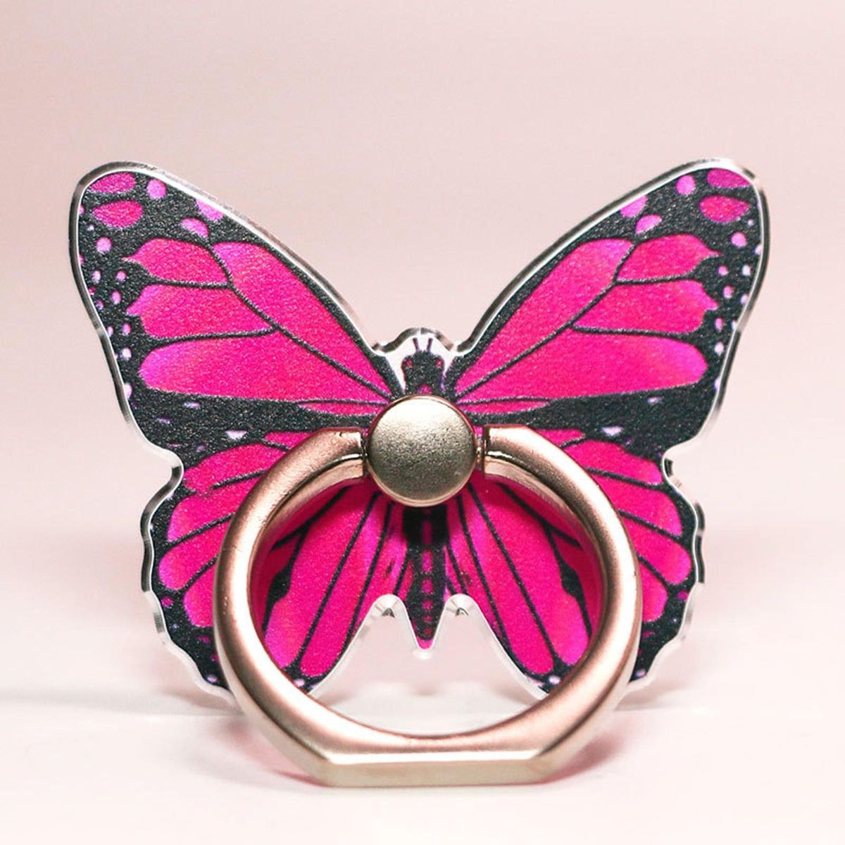 Finger Ring Holder Colorful Paint Butterflies Phone Finger Ring Holder Rose Red