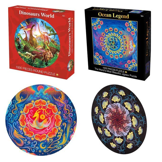 Adult Puzzle 1000 Pie Es Round Thousand  Olor   Paper Adult Puzzle Brain Game  Reative De Ompression Artifa T-multicolor-Fish And Water