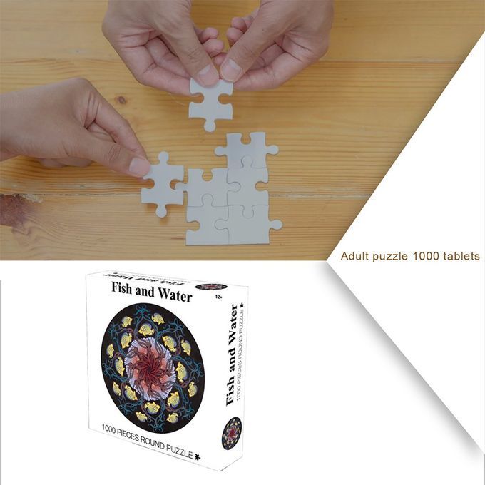 Adult Puzzle 1000 Pie Es Round Thousand  Olor   Paper Adult Puzzle Brain Game  Reative De Ompression Artifa T-multicolor-Fish And Water