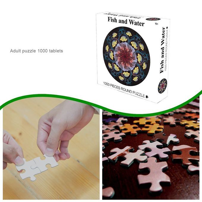 Adult Puzzle 1000 Pie Es Round Thousand  Olor   Paper Adult Puzzle Brain Game  Reative De Ompression Artifa T-multicolor-Fish And Water
