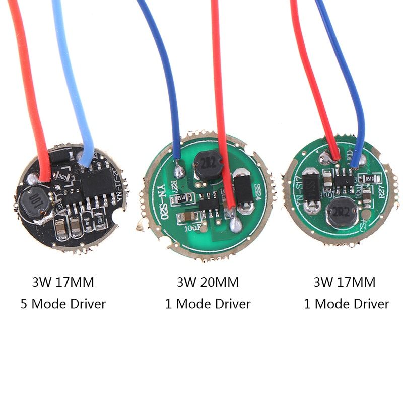 1Pc 3W LED Driver 17mm/20mm DC3.7V 1 Mode 5 Mode LED Flashlight Driver