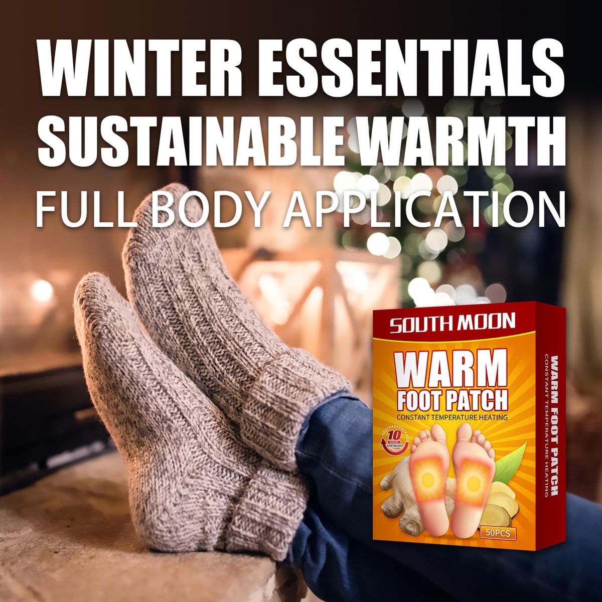 SOUTH MOON 50Pcs/Box Foot Patches Full Body Application Relieve Joint Pain Winter Essentials