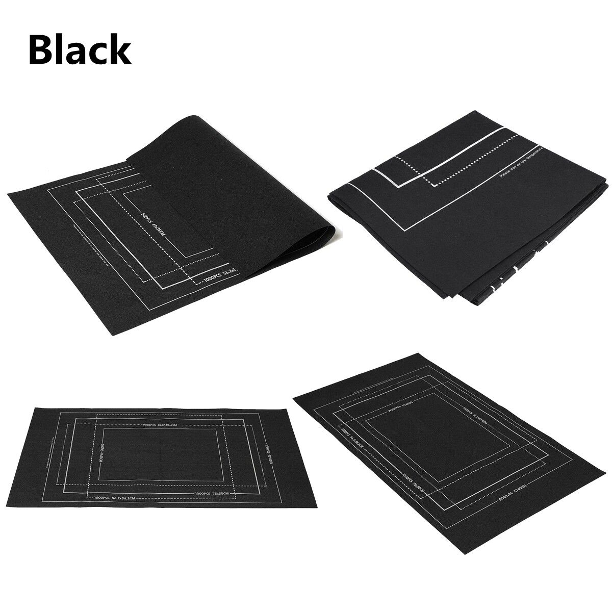1500 Pieces Of Storage Blanket Felt Puzzle Storage Mat Felt Puzzle Blanket 66X116 -Black/Green/Gray Black