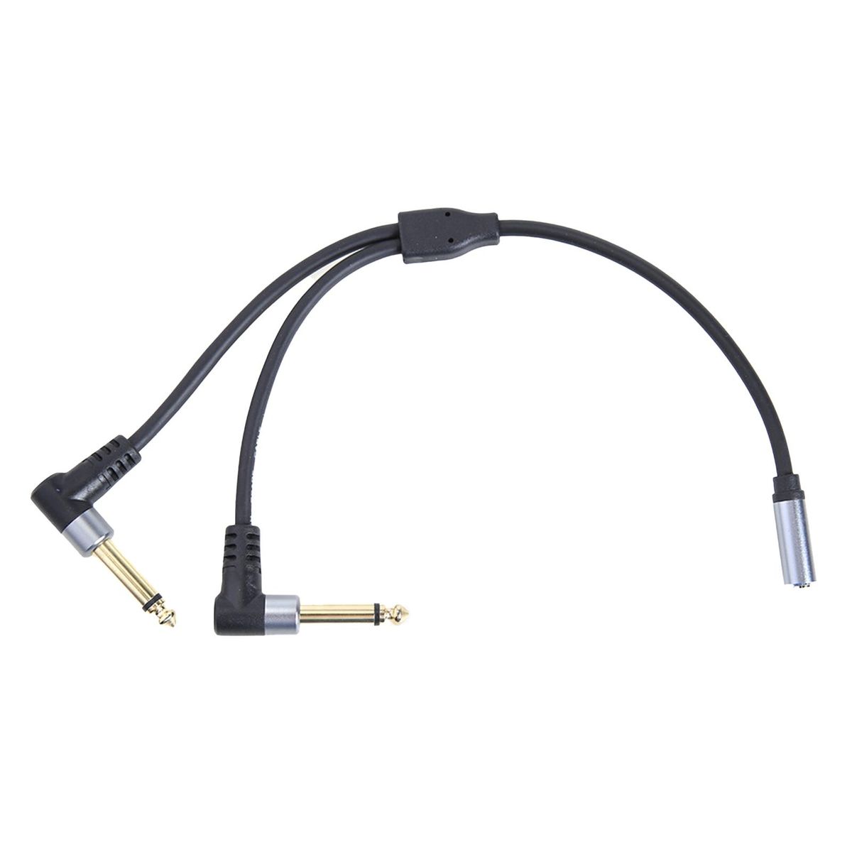 Audio Splitter Cable 3.5mm to Double 6.35mm Stereo Audio Cable Black