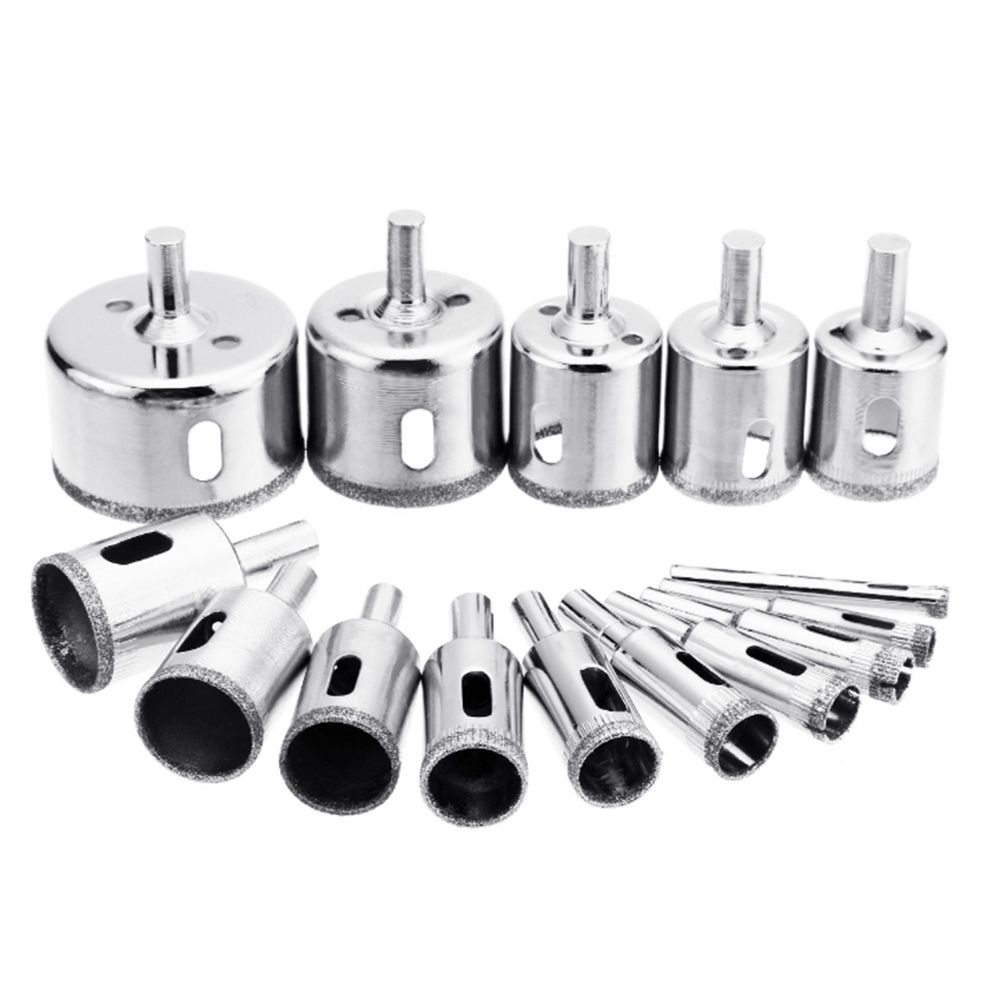 15Pcs Diamond Hole Saw Drill Bit Set Glass Ceramic Tile Saw
