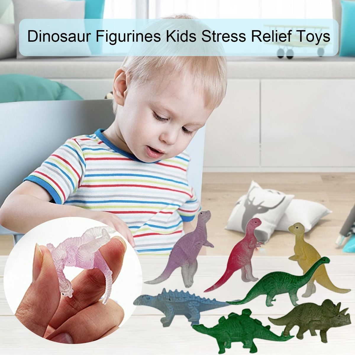 12Pcs Dinosaur Models Dinosaur Figurines Kids Stress Relief Toys Multicolor