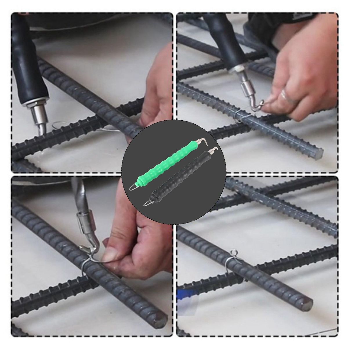 2 Pieces Automatic Rebar Tie Wire Twister Rebar Tie Wire Twister Tool Rebar Wire Twister Pull Tie Wire Twister Concrete Metal Wire Twisting Fence Tool Curved and Straight Hook