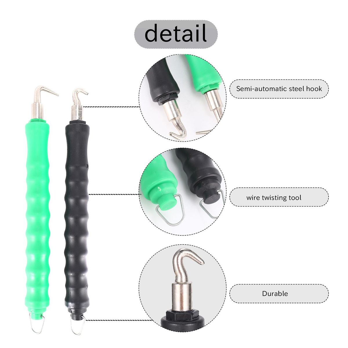 2 Pieces Automatic Rebar Tie Wire Twister Rebar Tie Wire Twister Tool Rebar Wire Twister Pull Tie Wire Twister Concrete Metal Wire Twisting Fence Tool Curved and Straight Hook