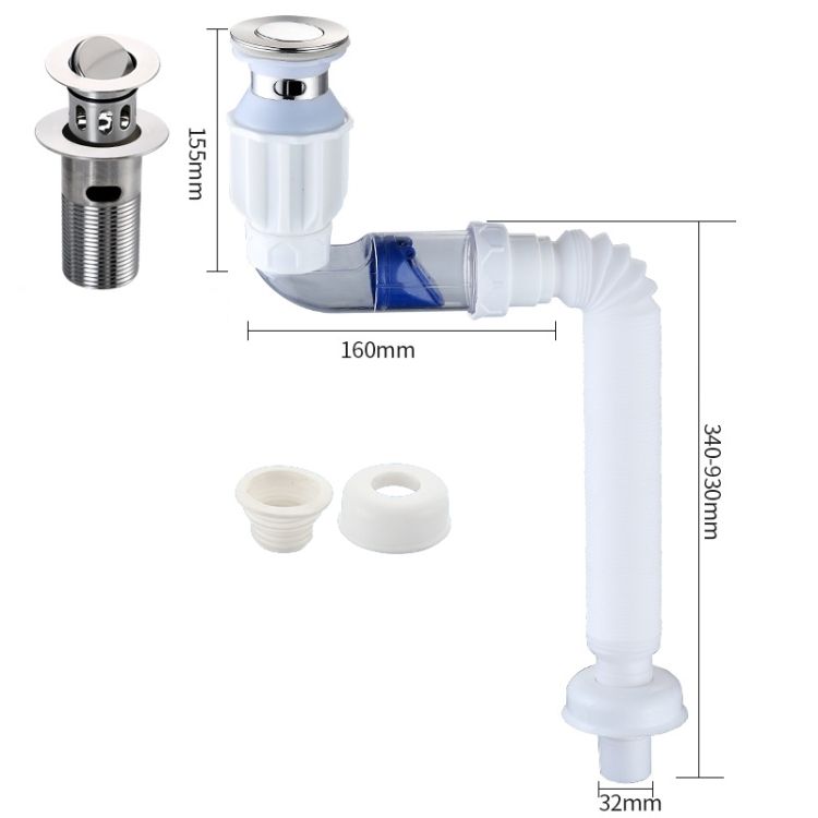 Washbasin Water Pipe B White Flap With Basket And Overflow