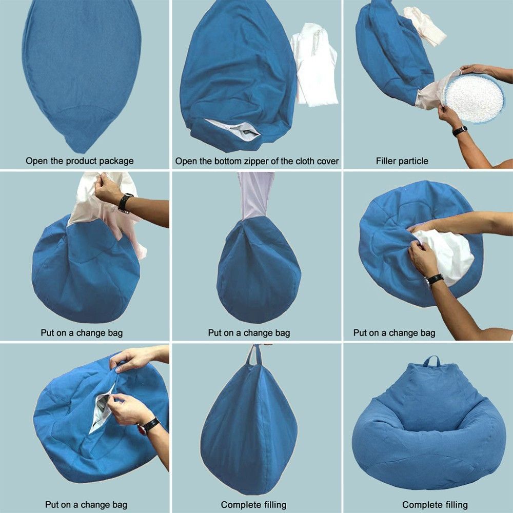 Lazy Beanbag Sofas Cover Chairs Without Filler Linen Puff