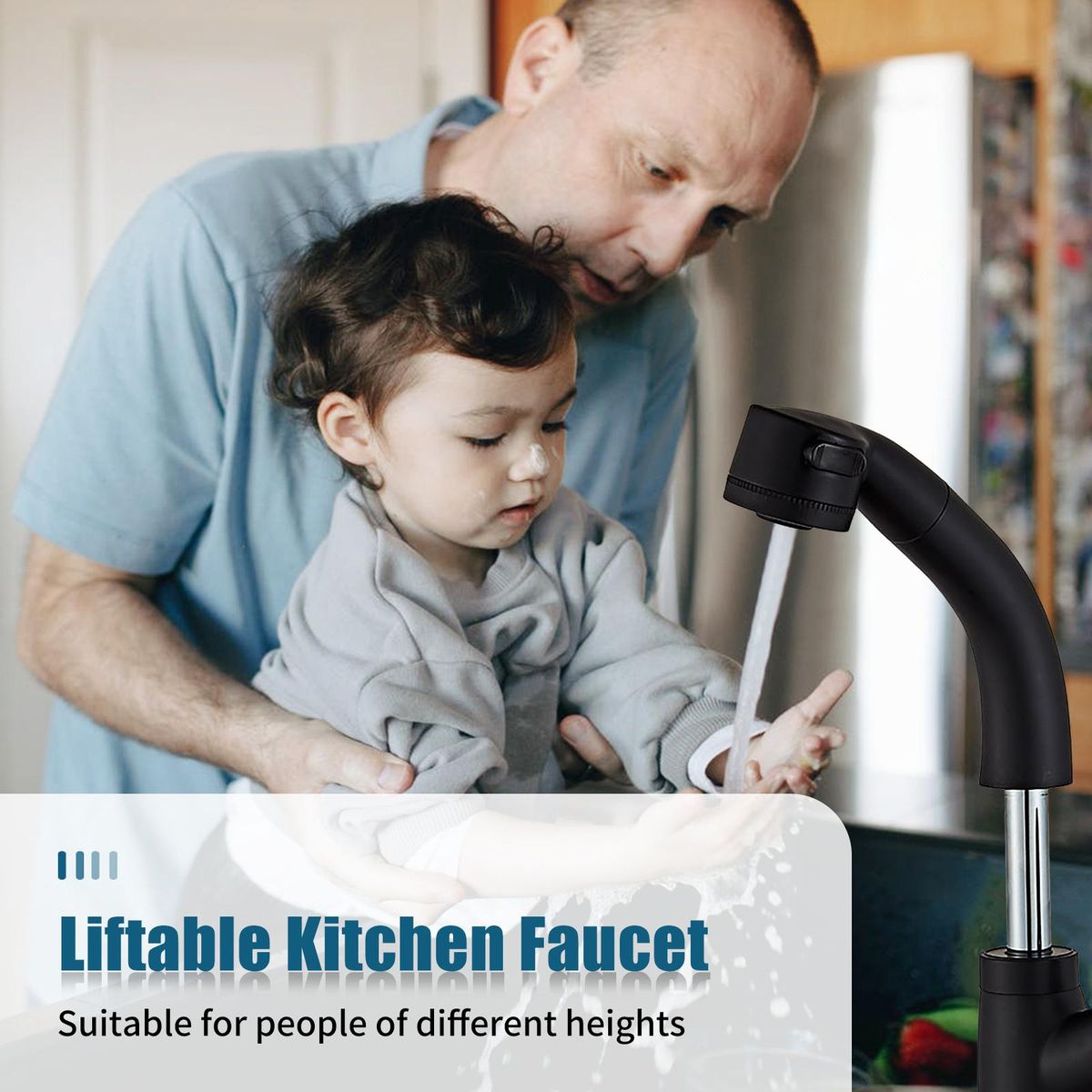 Lift & Pull Out Kitchen Faucets with 2 Spray Modes 360°Swivel Bathroom Basin Sink Faucets Pull Down Sprayer Ceramic Valve Brass Single Handle Water Tap