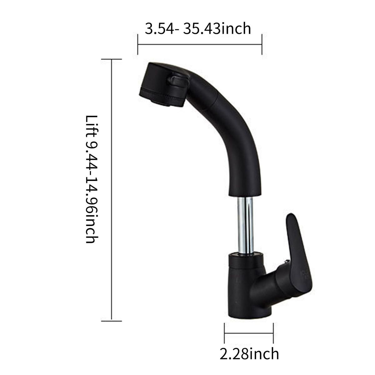 Lift & Pull Out Kitchen Faucets with 2 Spray Modes 360°Swivel Bathroom Basin Sink Faucets Pull Down Sprayer Ceramic Valve Brass Single Handle Water Tap