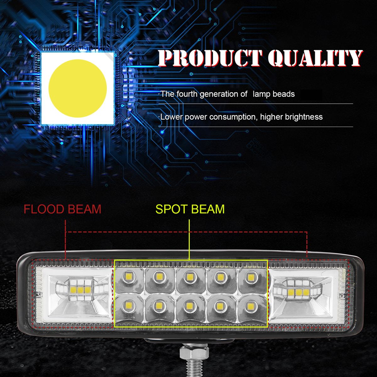 2Pcs 6 Inch LED Pods Light Bar 60W LED Work Light Bar