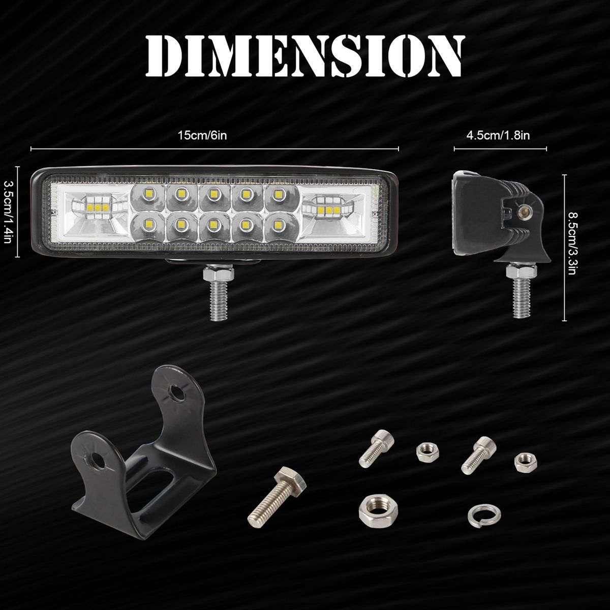 2Pcs 6 Inch LED Pods Light Bar 60W LED Work Light Bar