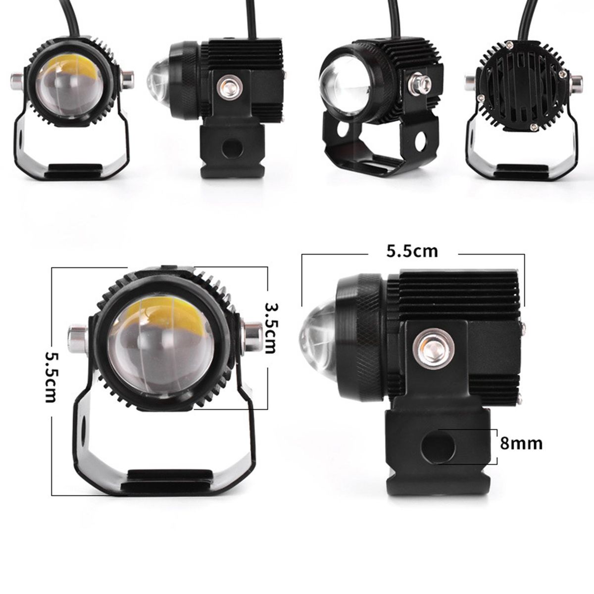 Universal 12V Mini Projector Lens Led Headlihgt Fog Driving Light Spot Light Waterproof for Car Truck ATV UTV Motorcycle 2pcs