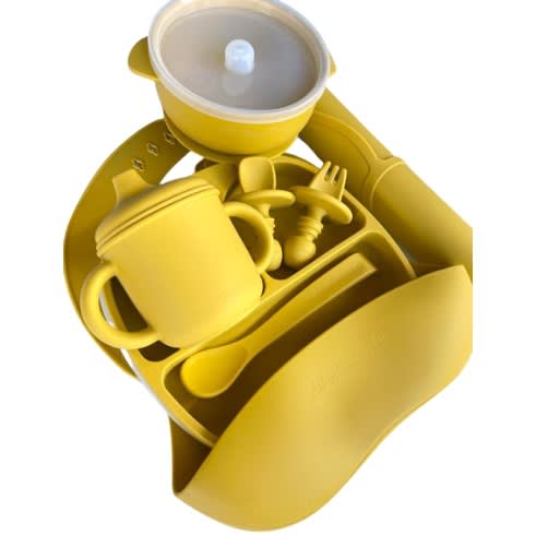 Silicone Baby Feeding Set - Mustard Yellow - 8Pieces
