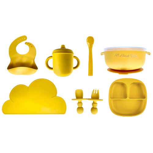 Silicone Baby Feeding Set - Mustard Yellow - 8Pieces