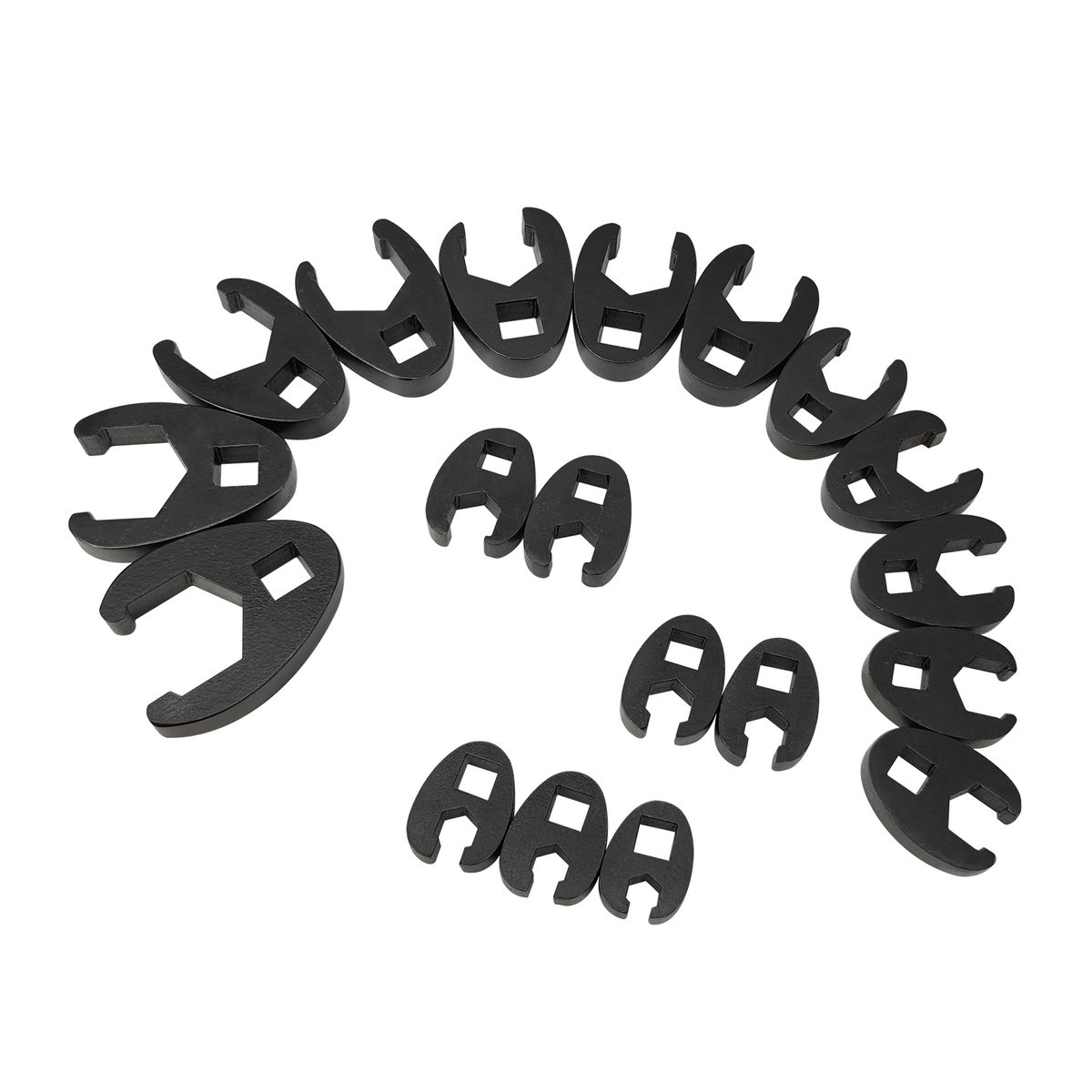 3/8'' And 1/2''  Drive Crowfoot Flare Nut Wrench Set, 19Pcs