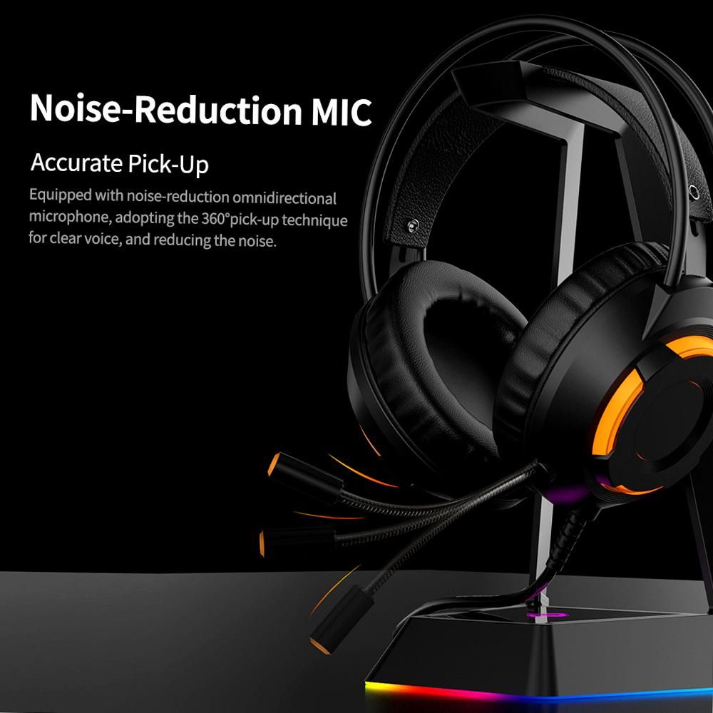 Ajazz AX120 - 7.1 Channel Stereo Gaming Headset Noise Cancelling Over Ear Headphones with Mic Bass Surround Soft Memory Earmuffs 50mm Drivers Black