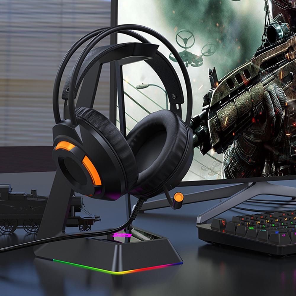 Ajazz AX120 - 7.1 Channel Stereo Gaming Headset Noise Cancelling Over Ear Headphones with Mic Bass Surround Soft Memory Earmuffs 50mm Drivers Black