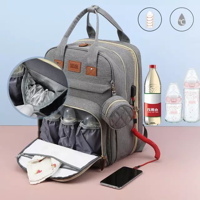 Mummy Baby Diaper Bag Backpack With Changing Station Multifunction Potable Large Capacity Diaper Bag Outdoor Travel Baby Bed