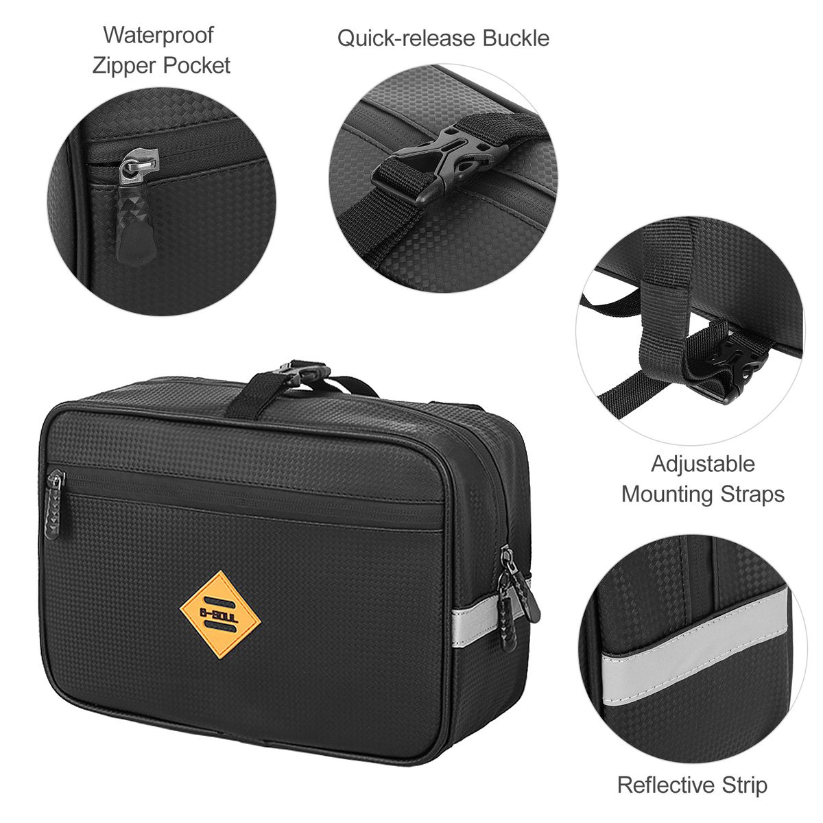 2 Pack 4.5L Bicycle Rear Rack Bag Waterproof Bike Handlebar