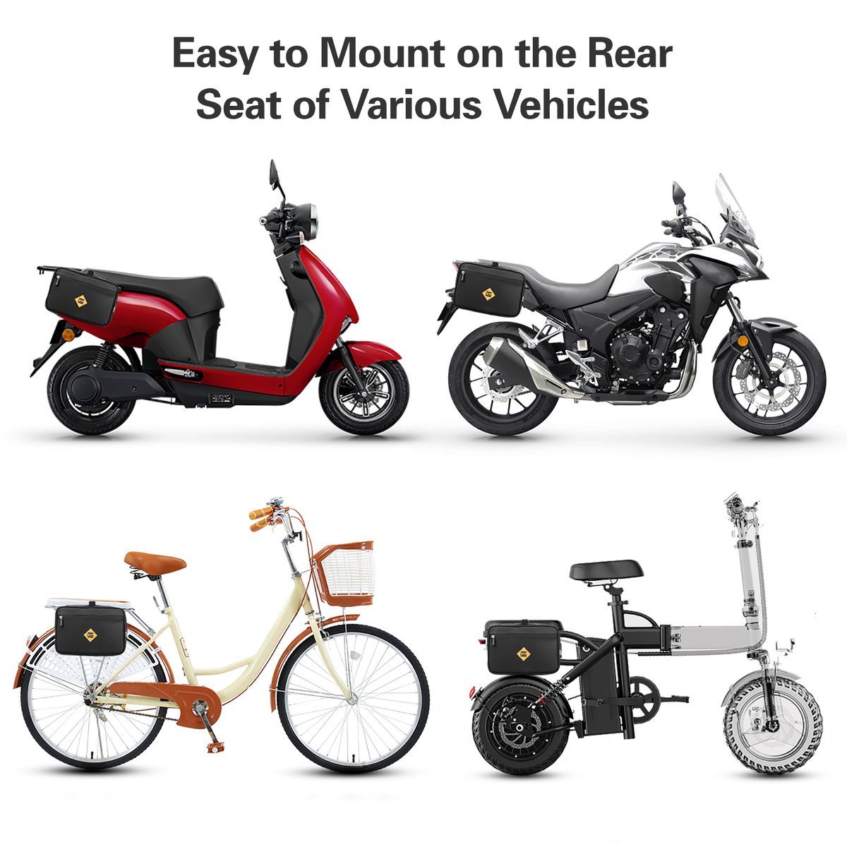 2 Pack 4.5L Bicycle Rear Rack Bag Waterproof Bike Handlebar