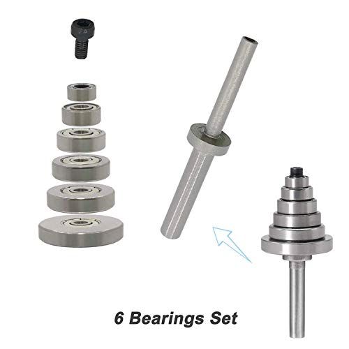 Rabbet Router Bit With 6 Bearings Set 18 14 516 38 716 12 In