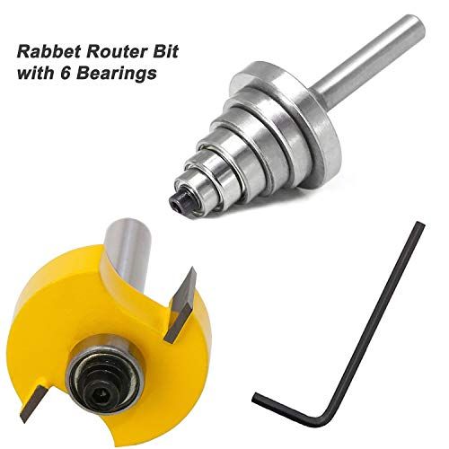 Rabbet Router Bit With 6 Bearings Set 18 14 516 38 716 12 In