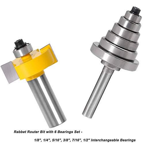 Rabbet Router Bit With 6 Bearings Set 18 14 516 38 716 12 In